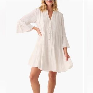 Faherty Kasey Dream Gauze Tiered Organic Cotton Minidress, XS